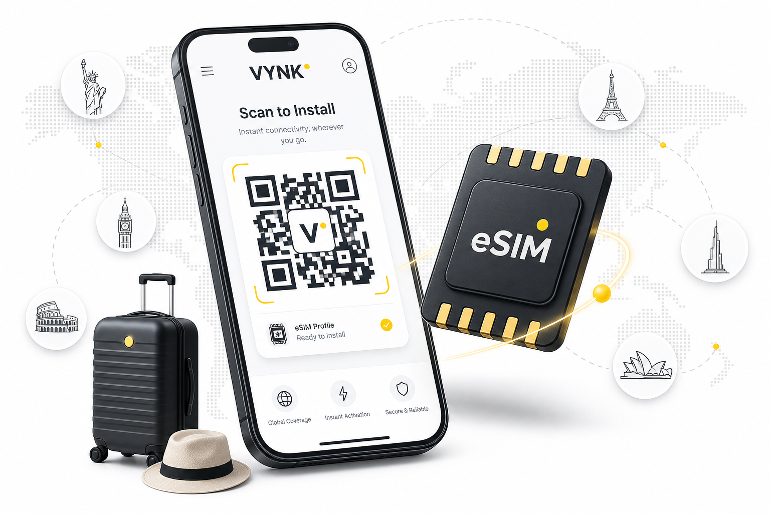 Smartphone showing eSIM QR code installation